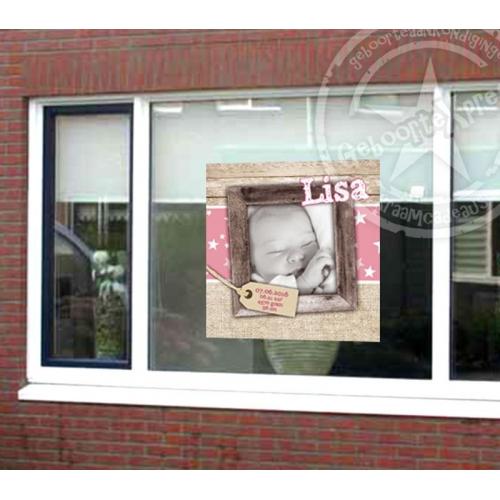 Raamsticker meisje type 'lijst' met foto van baby