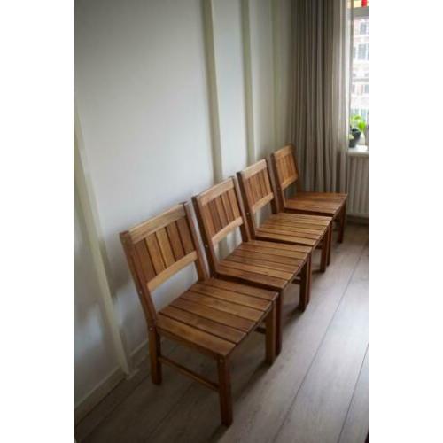 Houten vintage eettafel stoelen (4x)