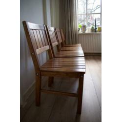 Houten vintage eettafel stoelen (4x)