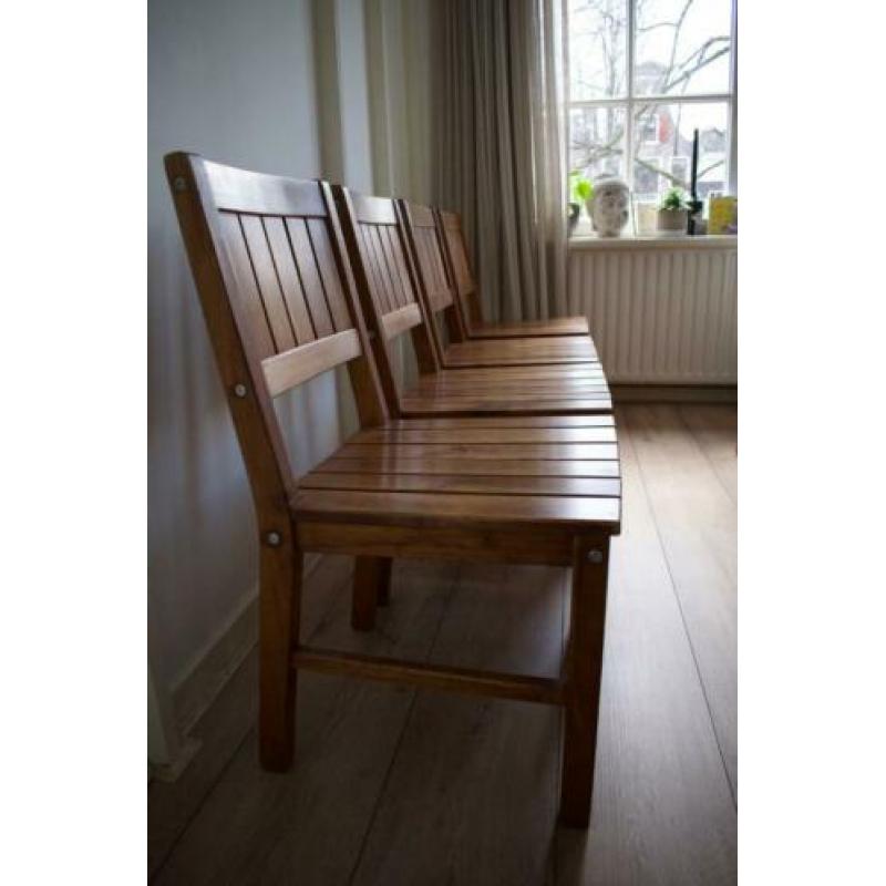 Houten vintage eettafel stoelen (4x)