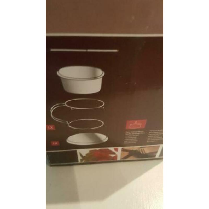 Chocolade fondueset leuke combi metaal, keramiek en hout