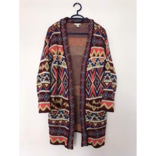 Kleurrijk jacquard lang knitted vest M Forever 21 egf