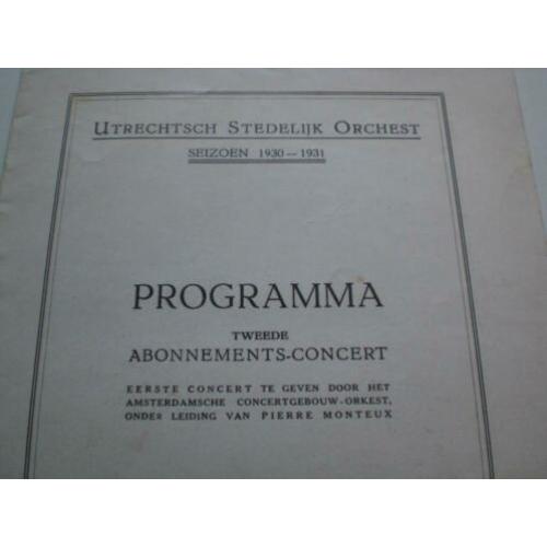 Programmaboekje Utrechtsch Stedelijk orkest seizoen1930-1931