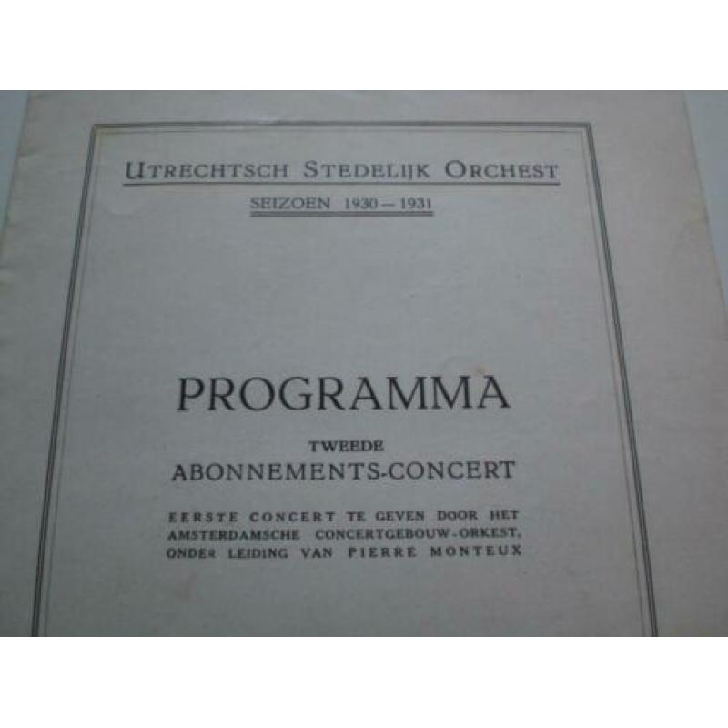 Programmaboekje Utrechtsch Stedelijk orkest seizoen1930-1931