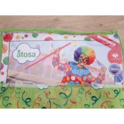 Clownspak met kraag jongen 10/12 jaar (145/160) mét pruik