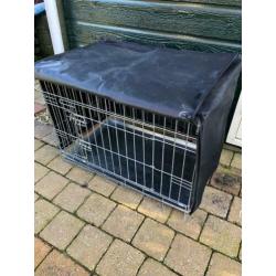 Metalen Bench voor Hond 2 Deurtjes met Hoes 56 x 77 x 50 cm