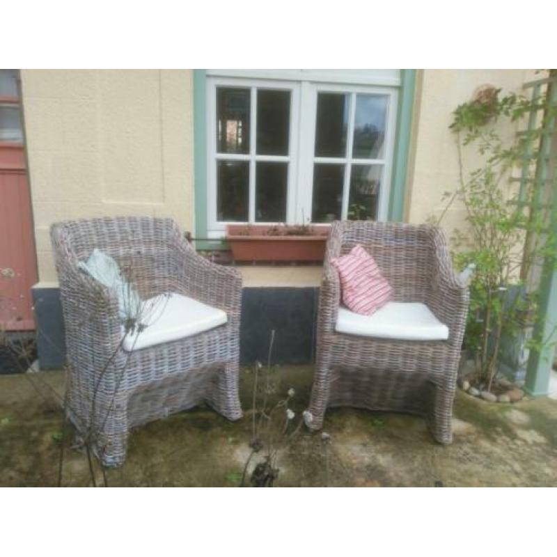 Set van twee rieten stoelen