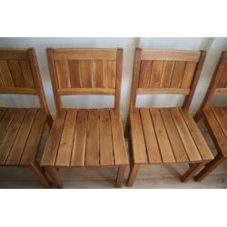 Houten vintage eettafel stoelen (4x)