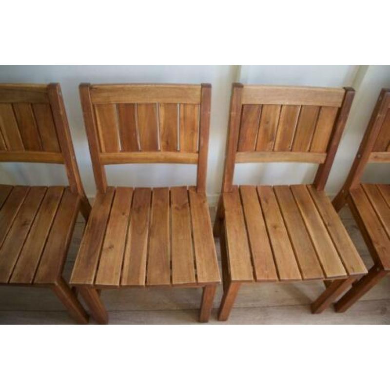 Houten vintage eettafel stoelen (4x)