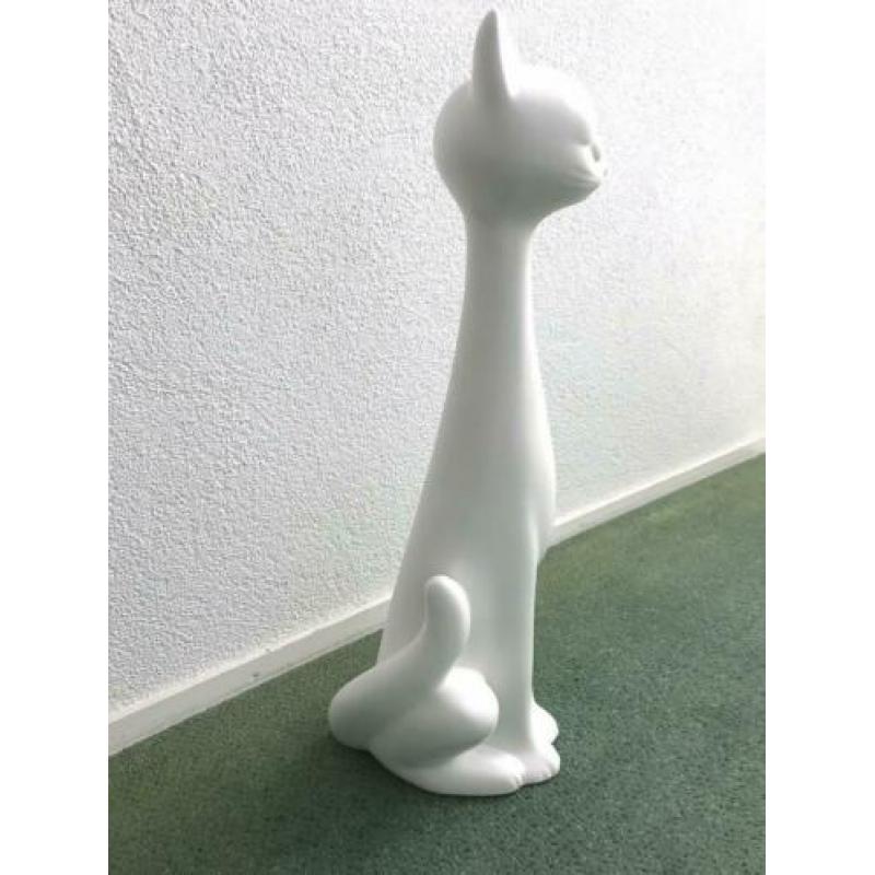 Poes beeld (mat wit 50 cm)