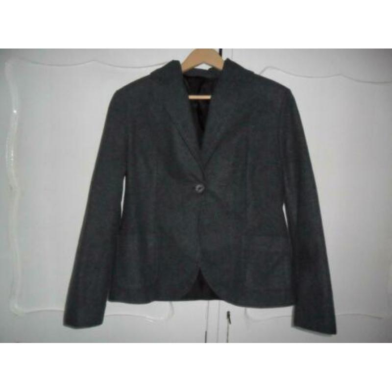 '* Z.g.a.n. Donkerblauw gemeleerd jasje maat 40/42 *
