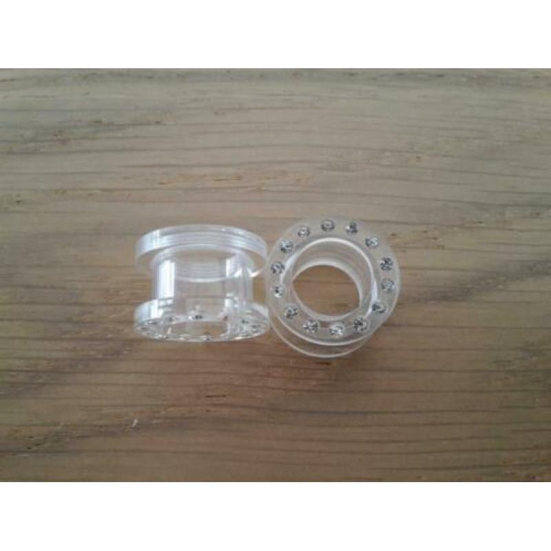 Nieuwe tunnels. Acryl. Steentjes. 3, 4, 5, 6, 8, 10, 12 Mm.