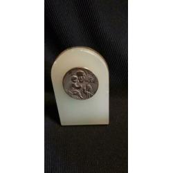 Religie standaardje marmer en koper 8 x 5 cm