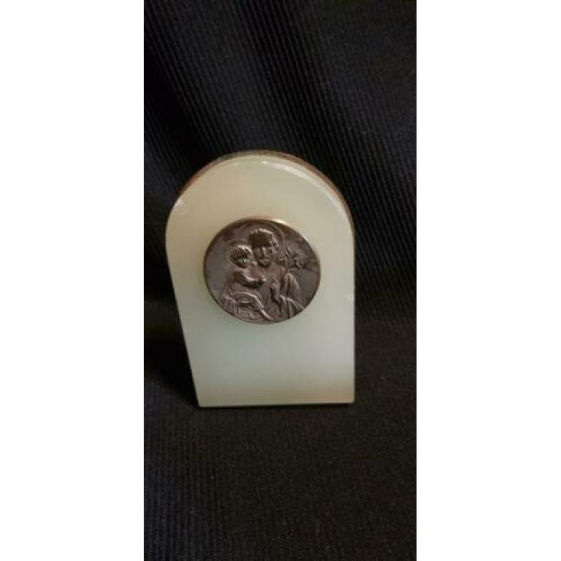 Religie standaardje marmer en koper 8 x 5 cm