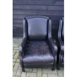 Grote en zware set lederen fauteuils super looks industrieel