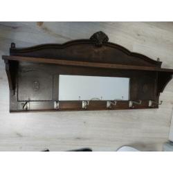 Mooie oude eiken kapstok voor aan de wand