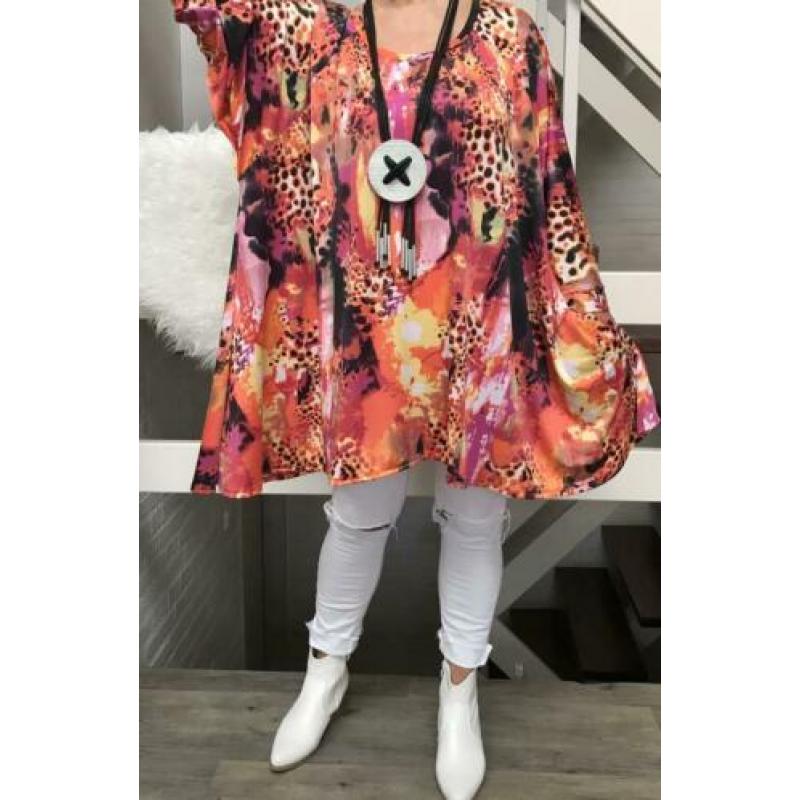 Bianca oversized A-lijn jersey tuniek met zakken