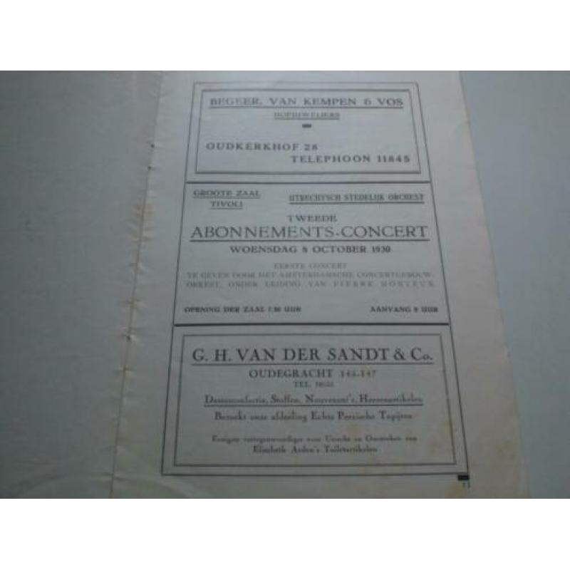 Programmaboekje Utrechtsch Stedelijk orkest seizoen1930-1931