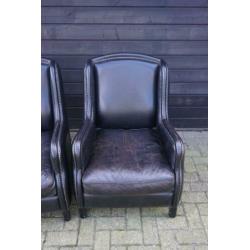 Grote en zware set lederen fauteuils super looks industrieel