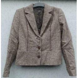 ANNA bruin gemeleerd getailleerde blazer mt 38
