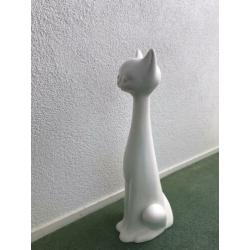 Poes beeld (mat wit 50 cm)