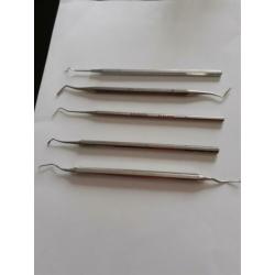 5 orginele tandarts instrumenten,haakjes, fijn gereedschap
