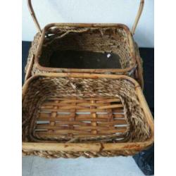 Vintage grote Rotan mand met touw, zeldzaam! voor maar €10!