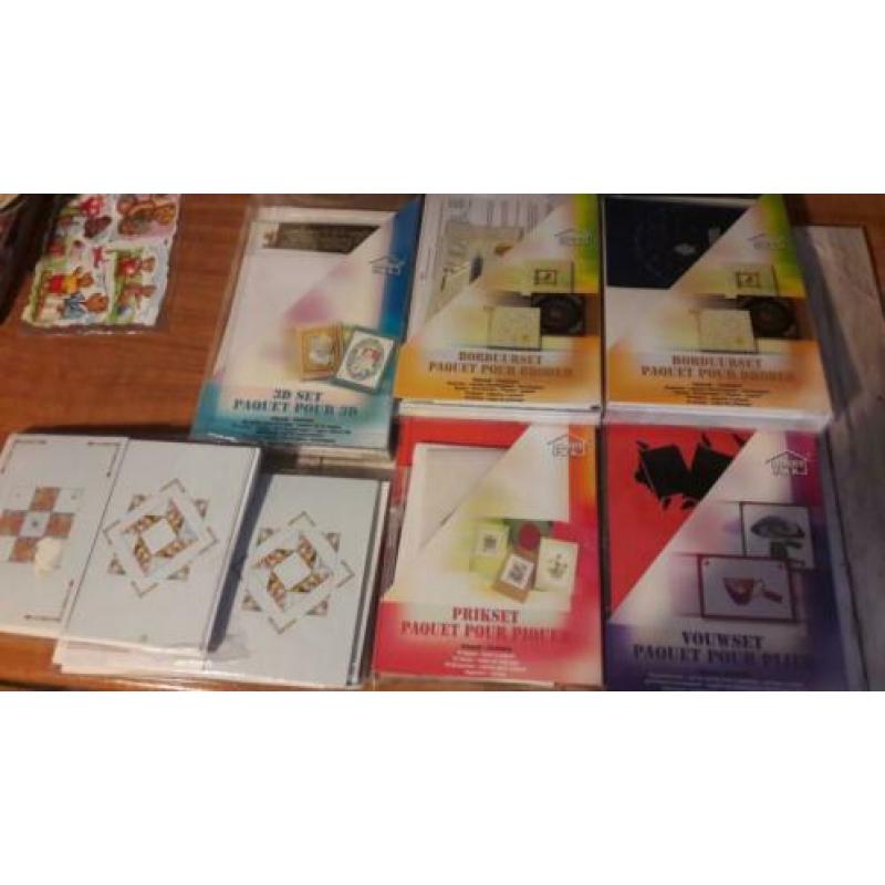 OPRUIMING! papier v kaarten maken,prikken borduren +stickers