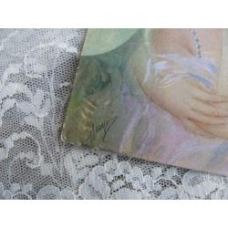 Oude Art Deco kaart / gesigneerd - Dame & Heer Lampion