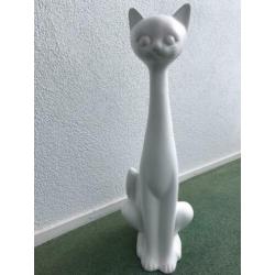 Poes beeld (mat wit 50 cm)