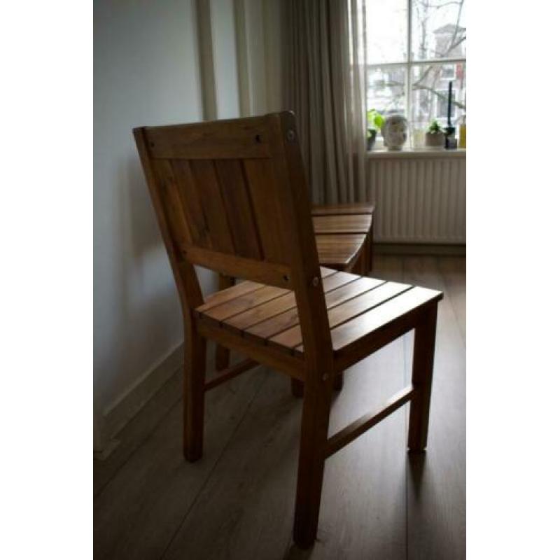 Houten vintage eettafel stoelen (4x)