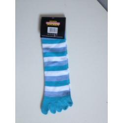 carnaval NIEUW wit+blauwe streep TEEN-VINGER sokken one size
