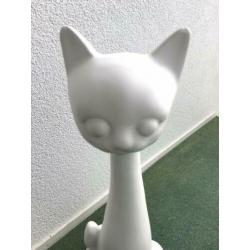 Poes beeld (mat wit 50 cm)
