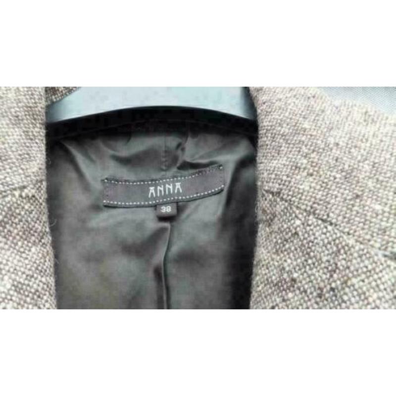 ANNA bruin gemeleerd getailleerde blazer mt 38