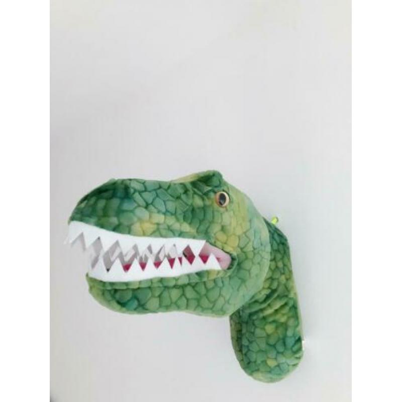 Nieuw! Pluche dierenkop T-rex. Wanddecoratie. Kinderkamer.