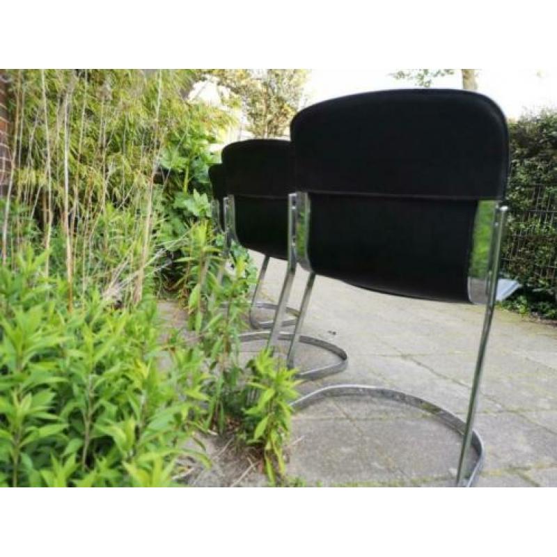 Willy RIZZO for Cidue stoelen 3x zwart leer in goede staat