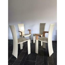 Leren eetkamer stoelen, vintage design