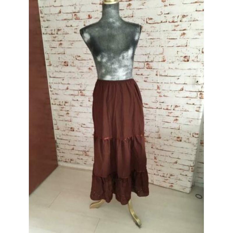 Bruine katoenen hippie rok maat 36