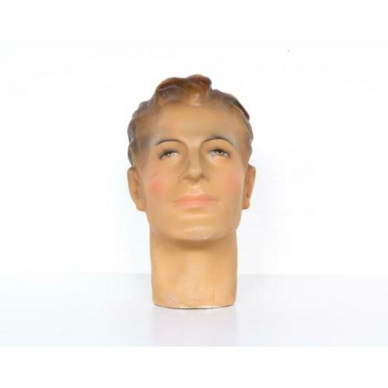 Vintage retro mannequin hoofd paspop kop antiek gips 1950