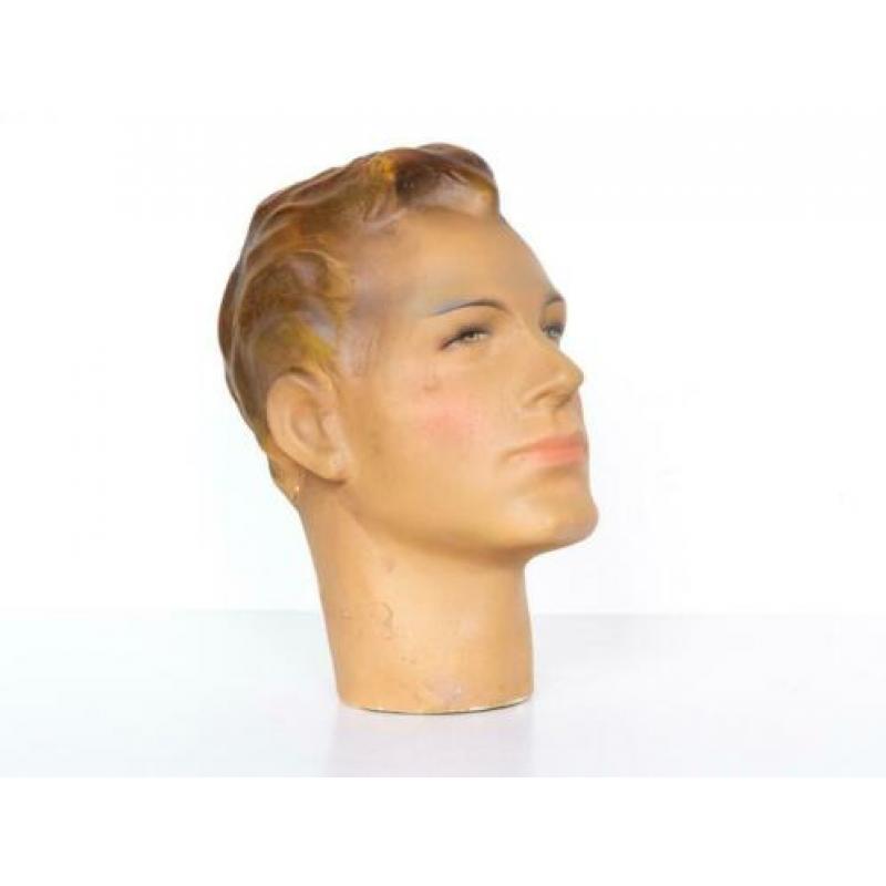 Vintage retro mannequin hoofd paspop kop antiek gips 1950
