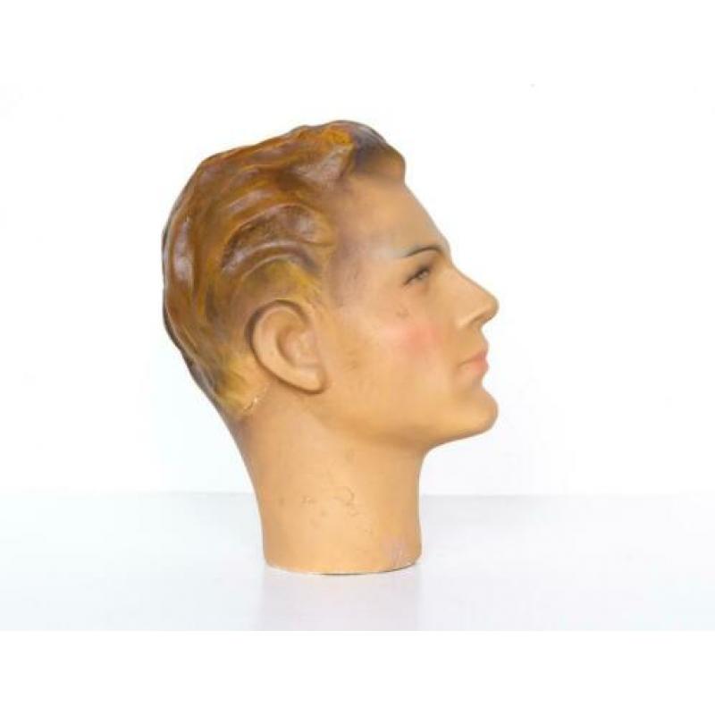 Vintage retro mannequin hoofd paspop kop antiek gips 1950