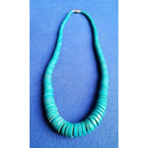 Turquoise Heishi kralen ketting Lengte 49 cm