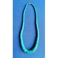 Turquoise Heishi kralen ketting Lengte 49 cm