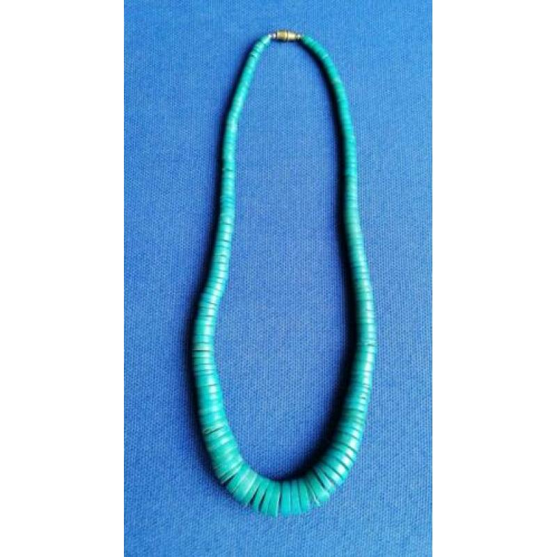 Turquoise Heishi kralen ketting Lengte 49 cm