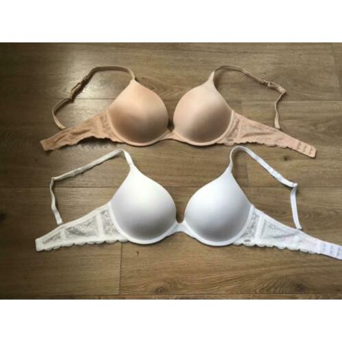 2x push up BH Hunkemöller maat 80c .. wit en beige.. nieuw