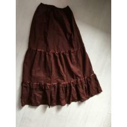 Bruine katoenen hippie rok maat 36