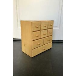 Houten mini ladenkastje voor knutselspullen, sieraden enz.
