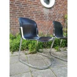 Willy RIZZO for Cidue stoelen 3x zwart leer in goede staat