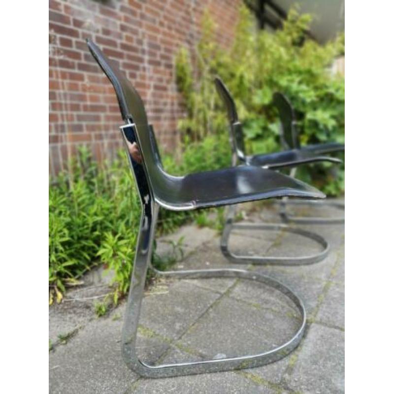 Willy RIZZO for Cidue stoelen 3x zwart leer in goede staat