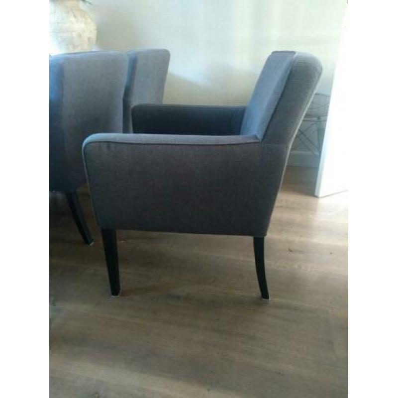 Mooi donker grijze fauteuils eetkamerstoelen